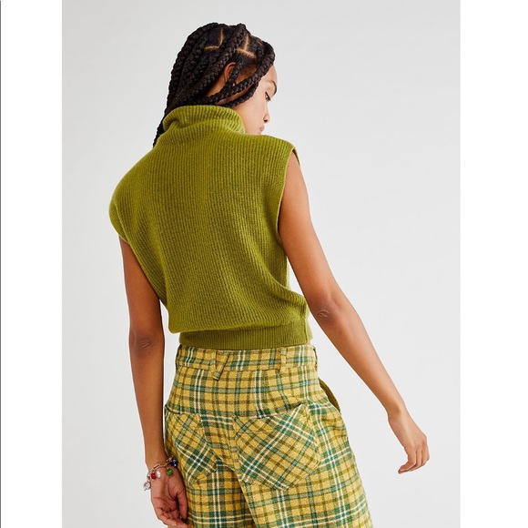 • free people cashmere mock neck sleeveless pullover sweater • - Picture 3 of 5